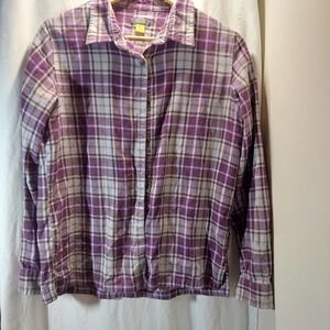 CABELA Purple Plaid Button-up, Long Sleeve, 100% Cotton, Size M